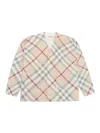 Burberry Girls Pale Stone Ip Check Kids Ashmore Long-sleeve Checked Wool And Cashmere-blend Cardigan In Grey