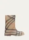 Burberry Little Kids Beige Check Rubber Marsh Boots In Sand Ip Check