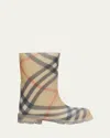 Burberry Big Kids Beige Check Rubber Marsh Boots In Sand