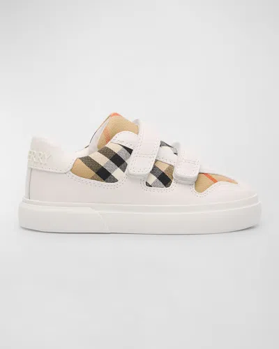Burberry Kid's Noah Dual-grip Check Sneakers, Baby/toddler