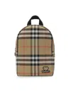 Burberry Kid's Nylon Check Backpack In Sand