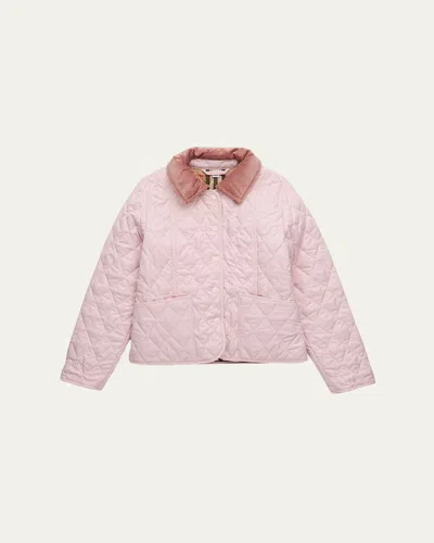 Burberry Kid's Quilted Barn Jacket In Pink