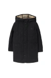 Burberry Quilted Hooded Coat In Black