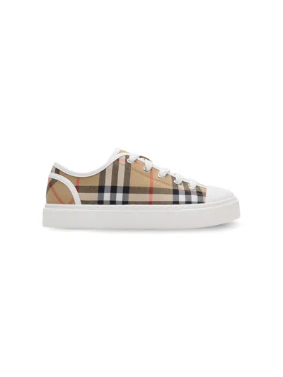 Burberry Kid's Teddy Check Low-top Sneakers In Multi
