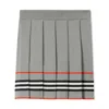 Burberry Kids Amelia Iconic Stripes Wool Blend Skirt In Gray