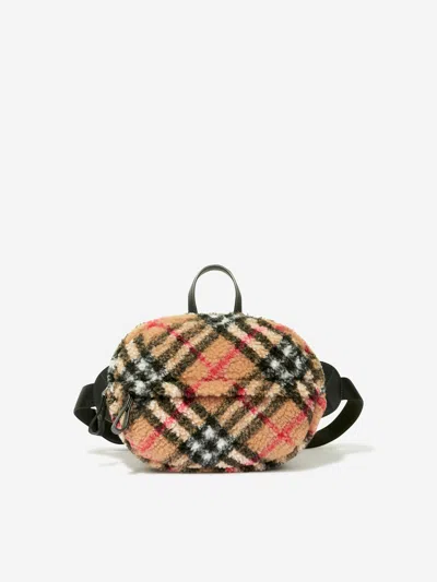 Burberry Kids' Checked Fleece Belt Bag In Beige