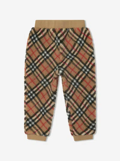 Burberry Kids Archive Check Fleece Joggers In Beige