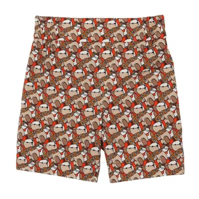 Burberry Kids Bear Motif Cotton Shorts In Red