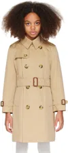 Burberry Kids Beige Belted Trench Coat In Honey