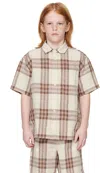 Burberry Kids Beige Check Linen Shirt In Wren Ip Check