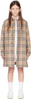 Burberry Kids Beige Check Reversible Trench Coat In Archive Beige Ip Chk