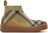 Burberry Kids Beige Check Sock Sneakers In Sand Ip Check
