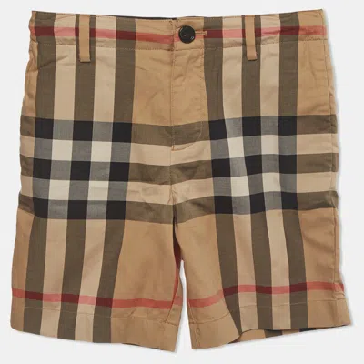 Pre-owned Burberry Kids Beige Checks Cotton Shorts 8yrs In Sand