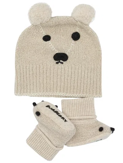 Burberry Kids Beige Cotton Cashmere Kids Accessories In Neutral