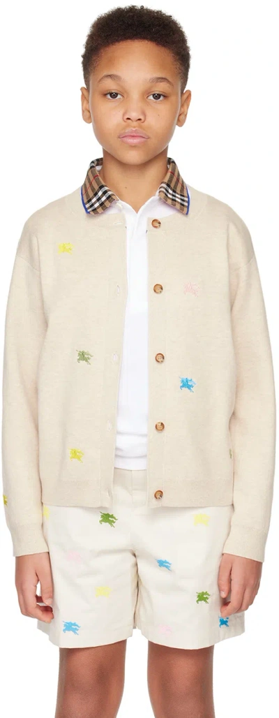 Burberry Kids Beige Ekd Cardigan In Wheat