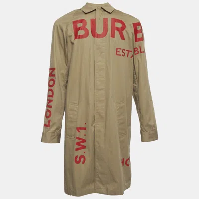 Pre-owned Burberry Kids Beige Gabardine Horseferry Graphic Trench Coat 14 Yrs In Sand