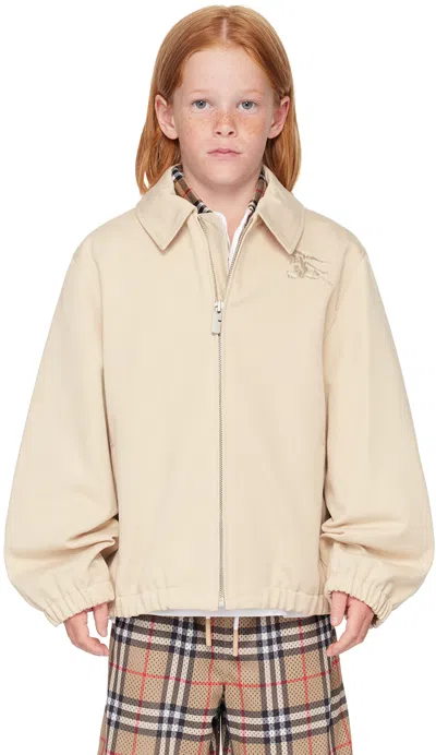 Burberry Kids Beige Harrington Jacket In Pale Stone