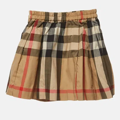 Pre-owned Burberry Kids Beige Nova Check Print Cotton Twill Skirt 18 M In Sand