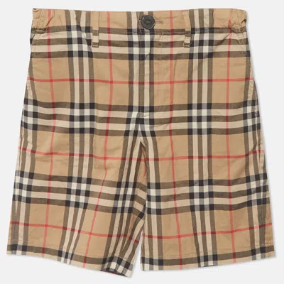 Pre-owned Burberry Kids Beige Nova Checked Cotton Shorts 8 Yrs In Sand
