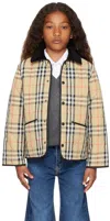 Burberry Kids Beige Quilted Check Jacket