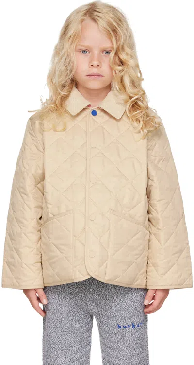 Burberry Kids Beige Quilted Jacket In Pale Stone