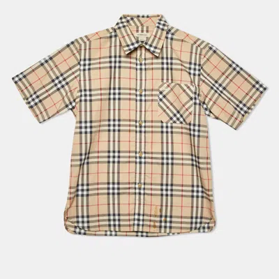 Pre-owned Burberry Kids Beige Tartan Check Cotton Button Front Shirt 12 Yrs