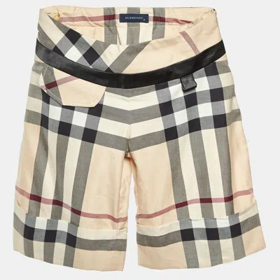 Pre-owned Burberry Kids Beige Vintage Check Cotton Short 10 Yrs