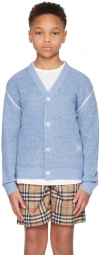 BURBERRY KIDS BLUE EMBROIDERED CARDIGAN