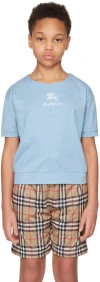 BURBERRY KIDS BLUE EMBROIDERED T-SHIRT