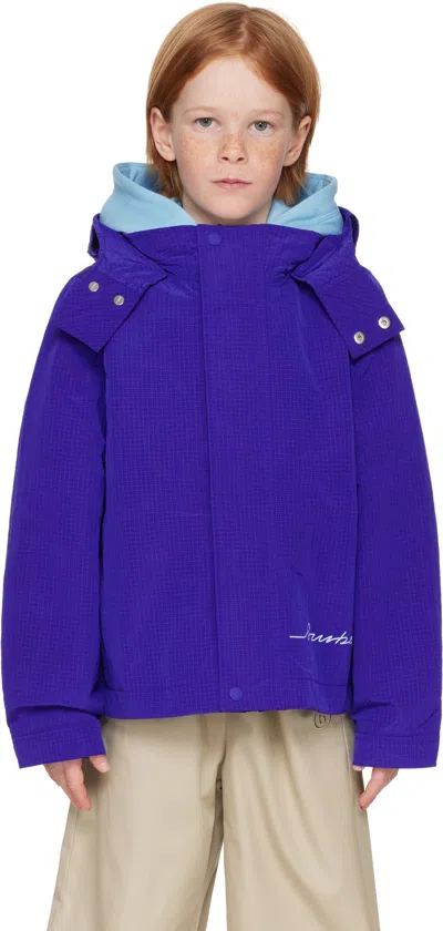 Burberry Kids Blue Nylon Jacket In Knight