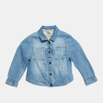 Pre-owned Burberry Kids Blue Washed Denim Full Sleeve Top 3 Yrs