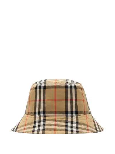 Burberry Kids Boys' Cotton Twill Bucket Hat With Classic Check In Brown