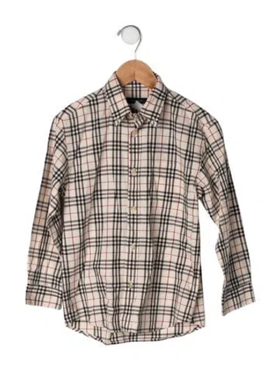 Pre-owned Burberry Kids Boys' Long Sleeve Dress Shirt In Neutrals