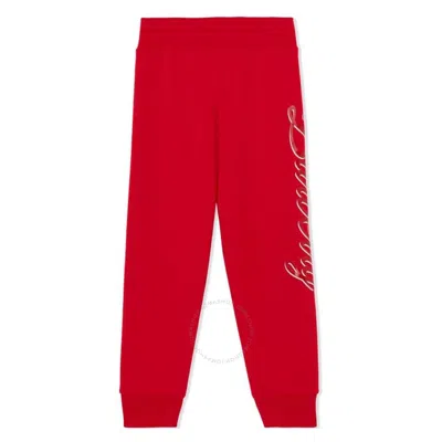 BURBERRY BURBERRY KIDS BRIGHT RED SCRIPT LOGO-PRINT TRACK TROUSERS