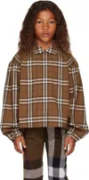 Burberry Girls Brown Check Cotton Blouse In Dark Birch Brown Chk