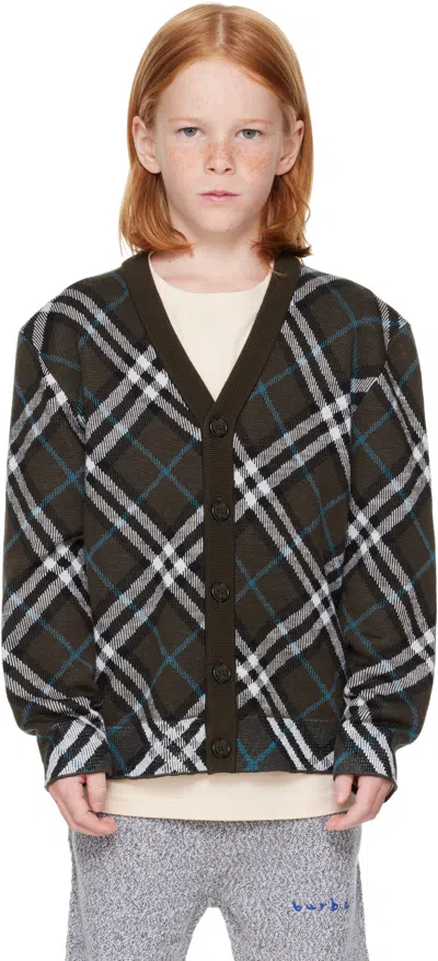 Burberry Kids Brown Check Cardigan In Snug Ip Check