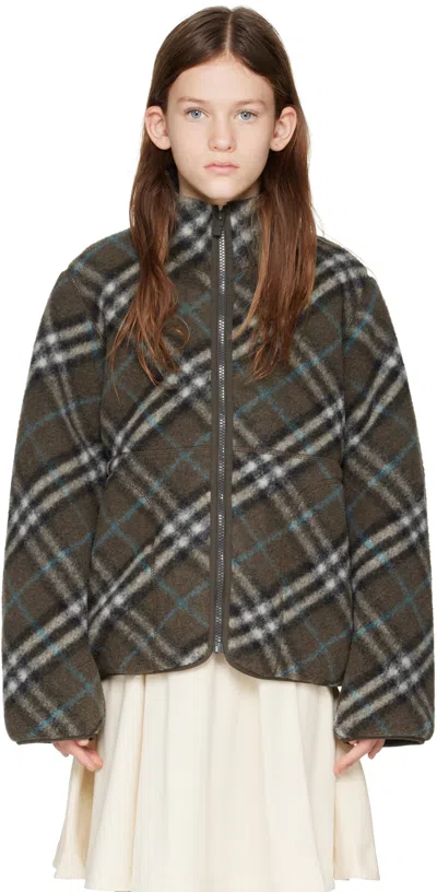 Burberry Kids Brown Check Fleece Jacket In Snug Ip Check