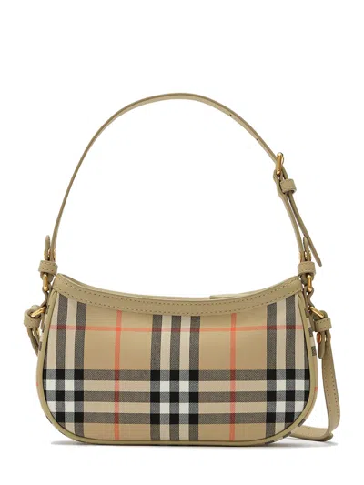 Burberry Kids  Check Mini Cotton Canvas Shoulder Bag For Girls, 22 X 3.5 X 11.5 Cm In Beige