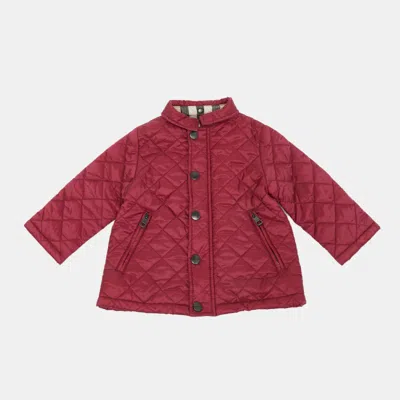 Pre-owned Burberry Kids Burgundy Synthetic Quilted Jacket 9m
