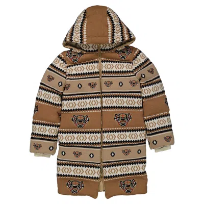 Burberry Kids Camel Fair Isle Wool-cashmere Blend Coat In Brown
