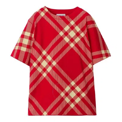 Burberry Kids Cedar Check Cotton T-shirt In Red