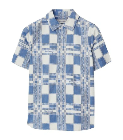 Burberry Kids' Check Logo Shirt (3-14 Years) In Blue