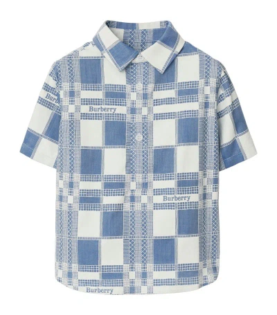 Burberry Kids Check Logo Shirt (3-14 Years) In Blue