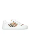 Burberry Leather & Cotton Strap Sneakers In White