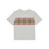 Burberry Boys Grey & Beige Check T-shirt In Grey/silver Tone