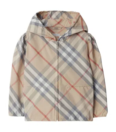 Burberry Kids Check Print Hooded Jacket (3-14 Years) In Neutrals