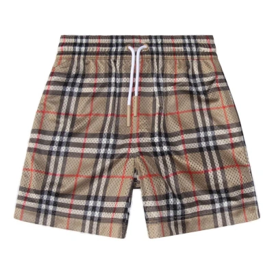 Burberry Kids Checked Drawstring Perforated Shorts In Multi