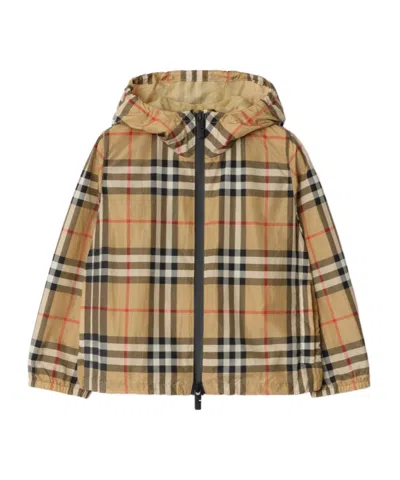 Burberry Kids Checked Hooded Jacket In Multi