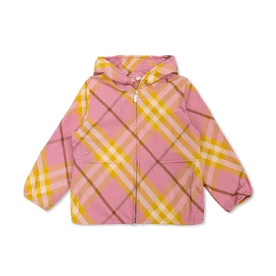 Burberry Kids Checked Pattern Hooded Jacket In Multi