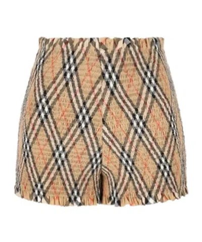 Burberry Kids Checked Shorts In Nude